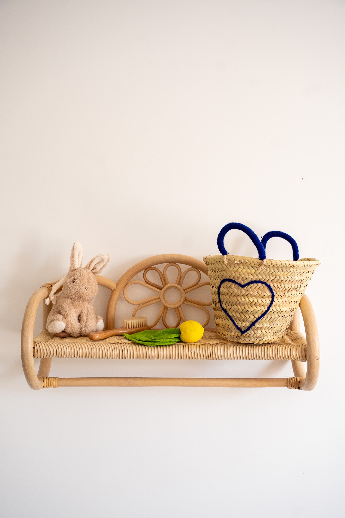 Petit panier enfant - broderie laine & anses colorées