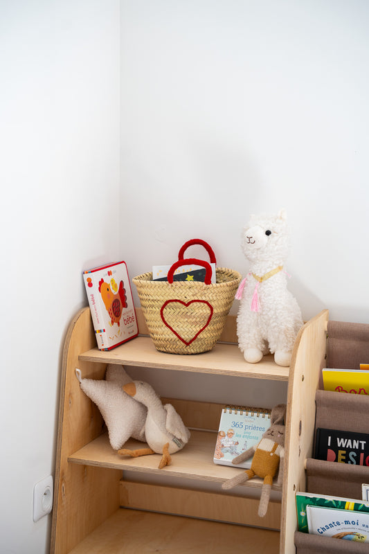 Petit panier enfant - broderie laine & anses colorées